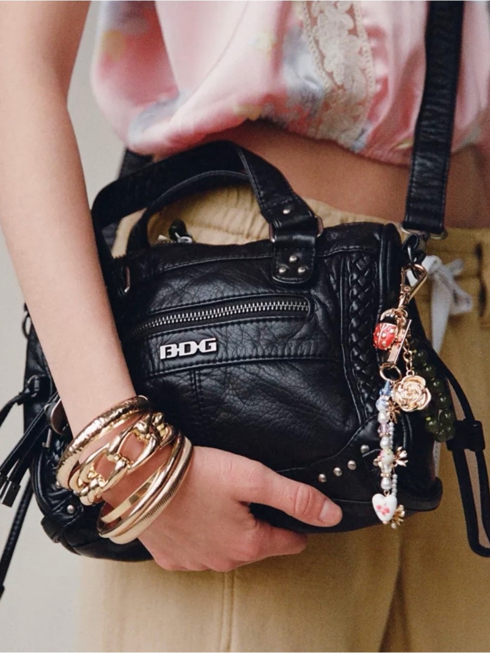 BDG Black mini Cindy Leather Crossbody Bag